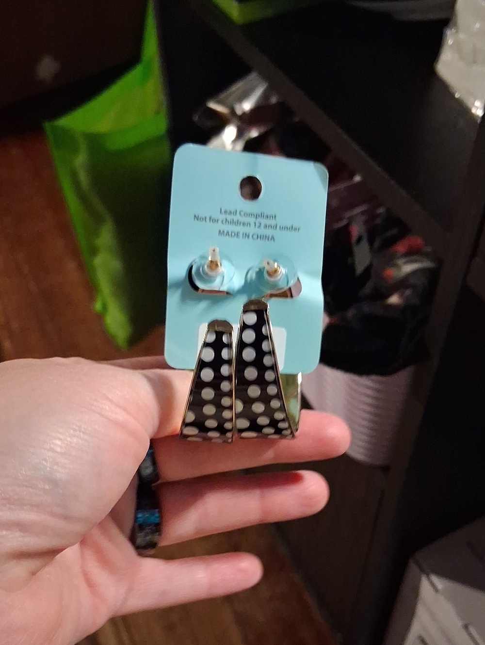 Ella Black and White Polka Dot Hoop Earrings